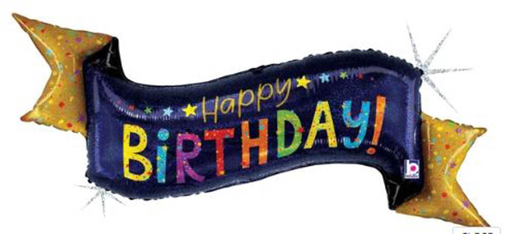 45" Glittering Navy Birthday Banner Balloon
