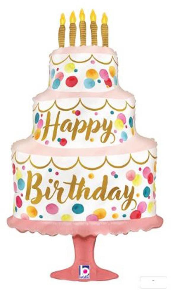 33" Satin Birthday Pink Cake Balloon