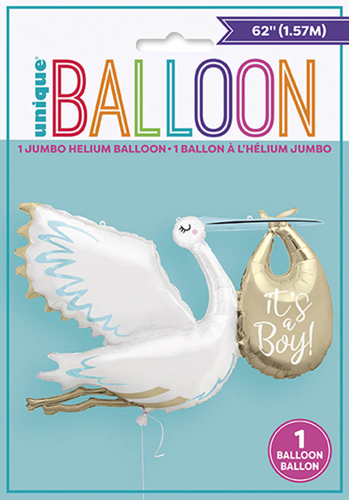 62" Unique Stork Its A Boy Jumbo Balloon